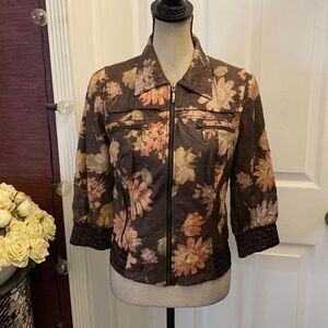Nerissimo Brown Floral print Jacket, XS